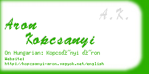 aron kopcsanyi business card